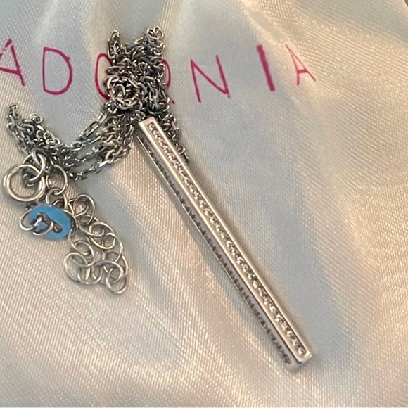 Adornia Vertical Crystal Bar Necklace .925 Sterling Silver - Picture 1 of 4